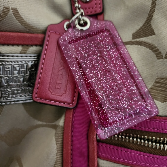 Coach Poppy Signature C Spotlight Pocket Tote Khaki/Pink - Picture 4 of 7